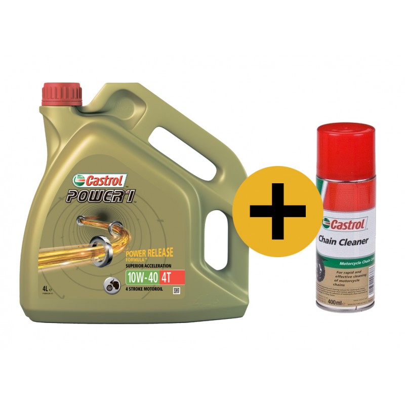 Castrol Power 4T 10W-40 + очиститель для цепи Chain Cleaner